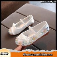 ราคา รองเท้าฮั่นฝู ยางนิ่ม ปักลายดอกไม้ สไตล์จีน สีแดง สีชมพู สําหรับเด็กผู้หญิง อายุ 1 12 ปี (56302620605)