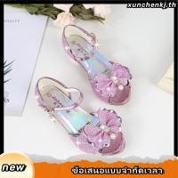 ราคา 1048 OK รองเท้าคัชชูเด็กผู้หญิง รองเท้าออกงานเด็ก มีส้น เตี้ย กริตเตอร์ แต่งโบหน้า (54109215482)