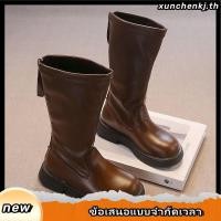 ราคา LeTong รองเท้าบู๊ททรงสูงสำหรับเด็กผู้หญิง ทำจากหนังบาง สไตล์แฟชั่น (41680242318)