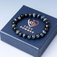 ราคา LUCYSUMMER กำไลข้อมือหินแท้ Blue Tiger s eyes บลูไทเกอร์อาย กำไลหินแท้ รับประกันหินแท้ (1709236032)