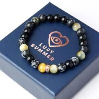 ราคา LUCYSUMMER กำไลข้อมือหินแท้ SNOW BLACK TIGER Spacer Snowflake Black Obsidian Multi color Tiger eye (4710955872)