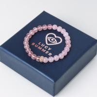 ราคา LUCYSUMMER Rose Quartz Madagascar Strawberry Quartz กำไลข้อมือหินแท้ ขนาด 6 mm 8mm แต่งด้วยจี้ตัวคั่น Spacer เงินแท้ (29475887692)