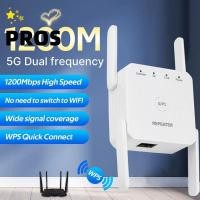 ราคา PROS ตัวขยายสัญญาณ WiFi 1200Mbps ขยายได้สูงสุด 200 เมตร WiFi Repeater Universal Dual Band 2 4GHz 5GHz Strong สัญญาณ Booster Office (48108893117)