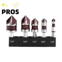 ราคา PROS 5PCS ดอกสว่าน Countersunk หลายขนาด 1 4 3 8 1 2 5 8 3 4 นิ้วชุดดอกสว่านเคาเตอร์ซิงค์โลหะมืออาชีพการก่อสร้าง (47509209044)
