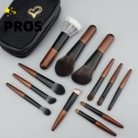ราคา PROS 12 ชิ้น Lip Liner Brush Set Furry Bristles Compact Mini Makeup Brush Set Portable With Storage Box Wood Handle Concealer Brush Set Travel (45708076757)