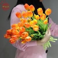 ราคา WYJS ดอกไม้ปลอม ซิลิโคน 5 หัวทิวลิปช่อดอกไม้ ดอกไม้ประดิษฐ์คุณภาพสูงสัมผัสจริง (55358274425)