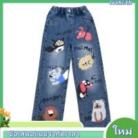 ราคา พร้อมส่งจากในไทย NO 724 กางเกงยีนส์เด็ก สกรีนน้องหมา สีเข้ม (48858998959)