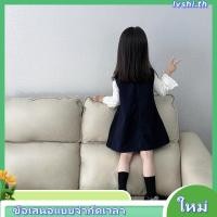 ราคา ชุดเดรสเด็กผู้หญิง KEMEJA Premium ชุดเดรสเด็กวัยหัดเดินสไตล์เกาหลีรุ่นลูกไม้และกระดุม 6 เม็ดพร้อมเสื้อแขนยาวสีขาวธรรมดา (46459007922)