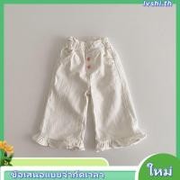 ราคา กางเกงขายาวลําลอง ขากว้าง ปักลายลูกไม้ สีชมพู สําหรับเด็กผู้หญิง (56459407037)