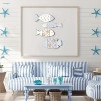 ราคา bologna ไม้ปลาตกแต่งผนังไม้ธรรมชาติ 4 ชิ้นไม้ปลาตกแต่งผนังชุด Nautical Coastal Beach Wall Art Rustic แขวนปลาประติมากรรมสําหรับ Lake House ห้องน้ํา (57358516170)