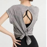 ราคา RelaxSport พร้อมส่ง Topเทา เสื้อคลุมบรา แขนสั้น ใส่ออกกำลังกาย ผูกหลังได้ ผ้าระบายอากาศดี (26580693190)