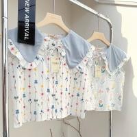 ราคา gp 0401เสื้อแขนกุดคอปกใหญ่แต่งระบายรอบปกผ้าคลัชเนื้ออย่างดีปกสีฟ้าสีน่ารัก (25467098210)