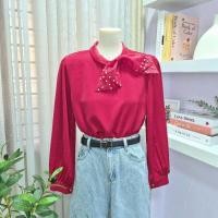 ราคา gp 0318 เสื้อเชิ้ตแขนยาว ดีเทลสวยแต่งคอเสื้อด้วยผ้าแก้วติดโบว์น่ารัก (23942909036)