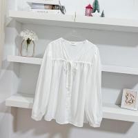 ราคา gp 0394 เสื้อเชิ้ตคอวีผูกโบว์สไตล์เกาหลีน่ารัก มินิมอลมินิใจสุดๆ (24057461286)