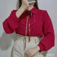 ราคา gp 0298 เสื้อเชิ้ตคอปกแขนยาว สไตล์หวานๆแต่งดีเทลลูกไม้ตรงขอบปกเสื้อ (22319920732)