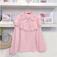 ราคา gp 0392 เสื้อเชิ๊ตแขนยาวดีเทลแต่งคอระบาย 2ชั้นแขนพองๆน่ารัก (25106960313)