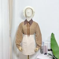 ราคา gp 0375 เสื้อเชิ้ตแขนยาวแต่งปกเสื้อเป็นสีน้ำตาลผูกโบว์น่ารัก (24900684347)