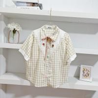 ราคา gp 0397 เสื้อเชิ้ตลายสก็อตสีพาสเทลผูกโบว์น่ารักมากๆ (25211593773)