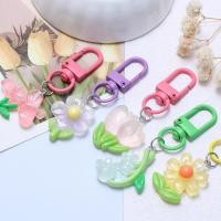 ราคา 1ชิ้นดอกไม้เรซิ่นพวงกุญแจเสน่ห์กระพริบโทรศัพท์จี้กุญแจรถแหวน (29563820261)