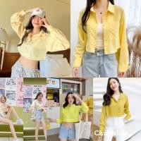 ราคา ถูกสุด เสื้อครอปเชิ้ต โอเวอร์ไซส์ สีเหลือง ทำงาน มีปลายทาง chucishop (22566914855)