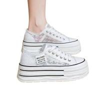 ราคา ระบายอากาศได้ ลูกไม้หนา พื้นรองเท้า รองเท้าผ้าใบลําลองรองเท้าผ้าใบผู้หญิงสีขาวรองเท้าแพลตฟอร์มรองเท้า (54009440665)