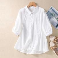 ราคา เสื้อเชิ้ตปักลายผู้หญิงผ้าฝ้ายลินินนุ่มสบาย (55408934249)