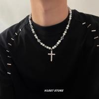 ราคา สร้อยคอเหล็กไทเทเนียมสะท้อนแสงดีไซน์มุก Cross Clavicle Chain สไตล์ Hip Hop เหมาะสำหรับทั้งผู้ชายและผู้หญิง (49205446148)