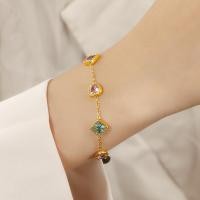 ราคา สร้อยข้อมือ 여성เรียบหรู ตัวเรือนไทเทเนียมชุบโกลด์ พร้อมทับทิมซีริคอน ของขวัญพิเศษสำหรับเธอ (42325412601)