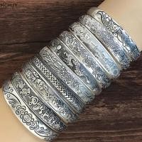 ราคา Hchjy สร้อยข้อมือเปิดย้อนยุคเครื่องประดับวินเทจเงินทิเบตกำไลข้อมือแกะสลัก (46008185434)