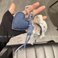 ราคา Denim Blue Heart miuins Bag Pendant Decorative Climbing Rope Braided Bow Ribbon Keychain Pendant (42980012855)