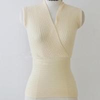 ราคา SZD5166 เสื้อยืดไหมพรมเว้าวีอกสีครีม (151589491)