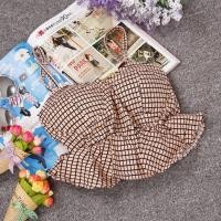 ราคา SZD5155เสื้อครอปสายเดี่ยวเอวลอยพื้นสีเหลืองลายสก็อต (78556616)