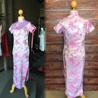 ราคา SZ1465 ชุดกี่เพ้ากระโปรงยาวสีชมพูลายดอก (738945097)