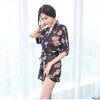 ราคา SZ1326 ชุดคลุมนอนซีทรูเรียบหรูสีดำ (500037600)