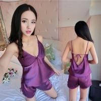 ราคา SZ1055 เซ็ทชุดนอน Premium ผ้าซาตินสีม่วงเข้ม (62005964)
