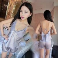 ราคา SZ1054 เซ็ทชุดนอน Premium ผ้าซาตินสีเงินประกายมุก (61590746)