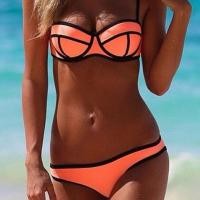 ราคา SZ581 ชุดว่ายน้ำบิกินี่สีส้ม (4881304)