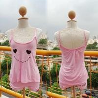 ราคา SZ607 เซ็ทชุดนอนสายเดี่ยวกางเกงขาสั้นสีชมพู (4500877)