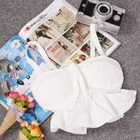 ราคา SZD5156เสื้อครอปสายเดี่ยวเอวลอยพื้นสีขาว (78557132)