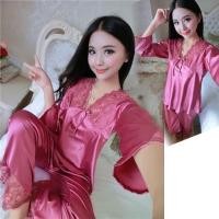 ราคา SZ1053 เซ็ทชุดนอน Premium ผ้าซาตินสีชมพูบานเย็นอมม่วง (61320457)