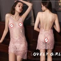 ราคา SZ1986 ชุดซีทรูลูกไม้สีชมพูหวาน (4110782158)