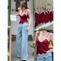 ราคา Girlfriend Lace Tank Top 790 สายเดี่ยวผ้าซาตินพรีเมียม ดีไซน์ผูกหลัง แต่งชายลูกไม้นุ่ม ใส่สบาย มือ1ไซส์S (48053944424)