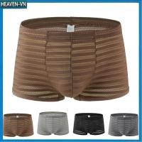 ราคา Men Stripe Mesh กางเกงบ๊อกเซอร์ Short แบบ low rise สวมใส่ง่ายและระบายอากาศได้ดี (57608055606)