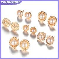 ราคา ต่างหูมุก rhinestone crystal 6 คู่ เครื่องประดับหรูหรา PCLUYBOY (54359052967)