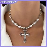 ราคา PCLUYBOY Retro Pearl Necklace Christian Cross Clavicle Chain สไตล์หวาน Punk สำหรับทุกเพศ เป็นของขวัญที่เหมาะเจาะ (41430167364)