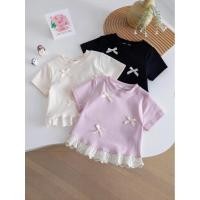 ราคา สาวฤดูร้อนแขนสั้นเด็กทารกเสื้อผ้าฤดูร้อนเสื้อผ้าสีชมพูสีขาวครึ่งแขนลูกไม้เสื้อยืดด้านบนฤดูร้อน 0312 (44329212485)