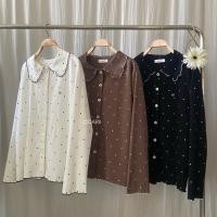 ราคา Bloom Top เสื้อแขนยาวคอบัว polka dot โลโก้หัวใจ (25800015992)