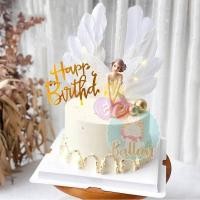 ราคา ที่ปักเค้ก ป้ายเค้ก cake topper Bannerปีกนางฟ้าขนนก สุดอลังการ ใช้ปักตกแต่งหน้าเค้ก CF CF19 (17199360764)