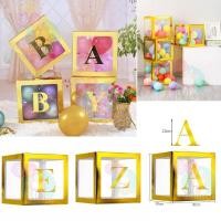 ราคา กล่องใสใส่ลูกโป่ง สีทอง กล่องเซอร์ไพรส์ กล่องของขวัญ สามารถเลือกอักษรเอง ใส่ลูกโป่ง ใส่ของขวัญได้ ไม่แถมลูกโป่ง (23352866247)