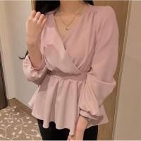 ราคา เสื้อชีฟองแขนยาว สไตล์ฝรั่งเศส ฤดูใบไม้ผลิ ฤดูร้อน คอวีลายลูกไม้ ดีไซน์คลาสสิกและเรียบง่าย (57708414439)
